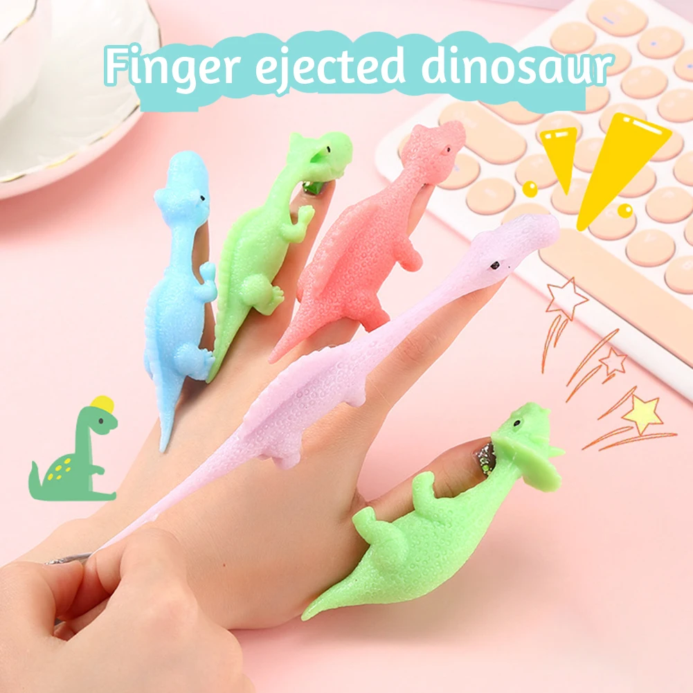 

Lovely Slingshoting Dinosaur Finger Toys For High Stretchy Antistress Baubles Toys For Kids Boy Girls