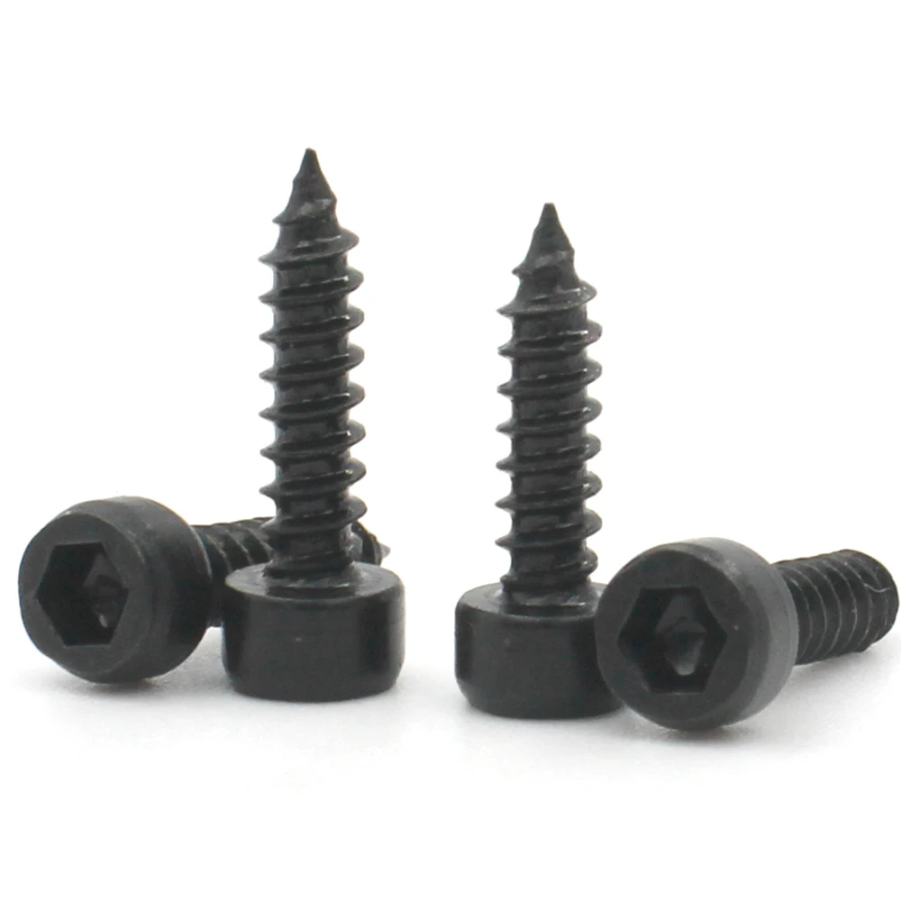 10-50 Uds Grade8.8 acero al carbono negro M1.7 M2 M2.2 M2.3 M2.5 M2.6 M3 M3.5 M4 M5 cabeza hueca hexagonal tornillos modelo autorroscantes