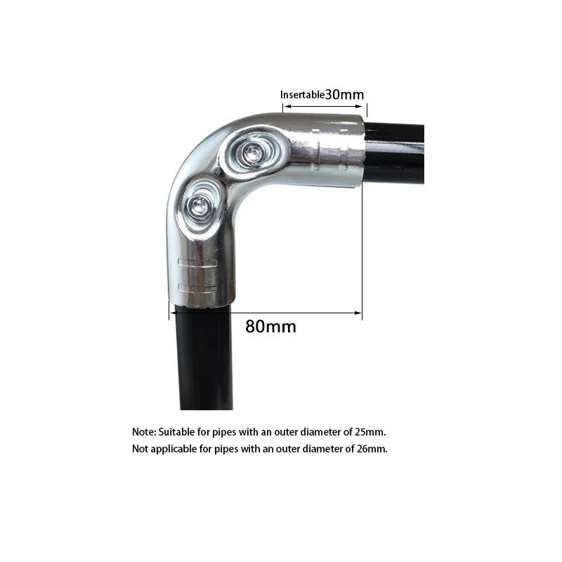 Galvanized Steel 90 Degree Pipe Elbow Connector 25mm 32mm For Industrial Framework Construction Fasteners Hardware