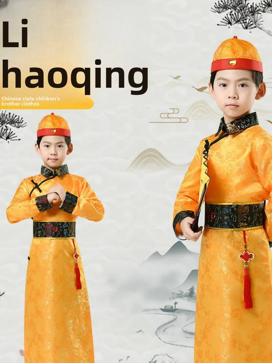 

Children's Ancient Costume Qing Dynasty Prince Small Emperor Family Lord Boy Aga Belor Boy Ancient Performance Clothing