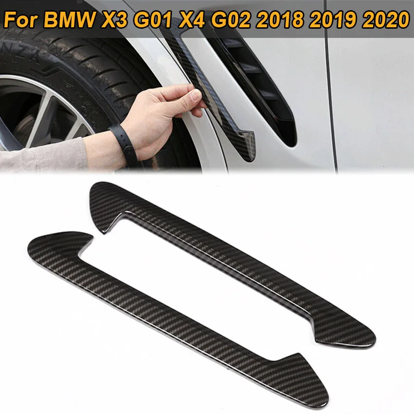 

For BMW X3 G01 X4 G02 2018 2019 2020 Side Fender Air Vent Cover Trim Protection Sticker Car Accessories Gloss Black Carbon Look