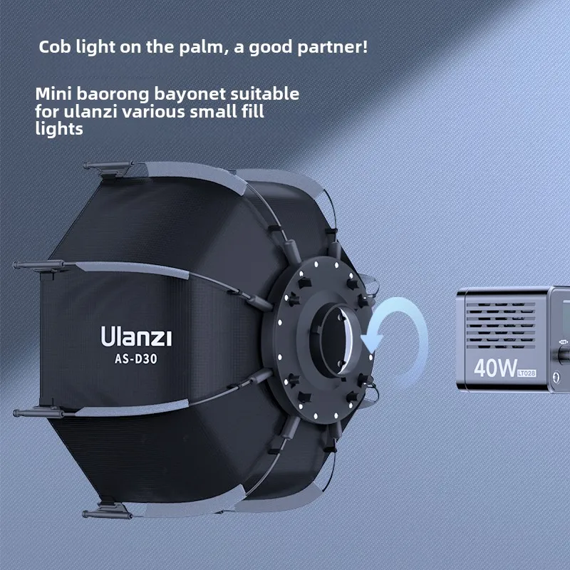 Quick dismantling octagonal 30cm softening box 40W handheld COB light live stream filling light softening mask studio