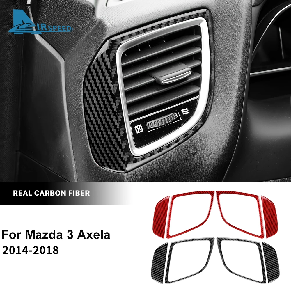 Real Carbon Fiber For Mazda 3 Axela 2014 2015 2016 2017 2018 LHD RHD Car Center Console Side Air Outlet Accessories Sticker