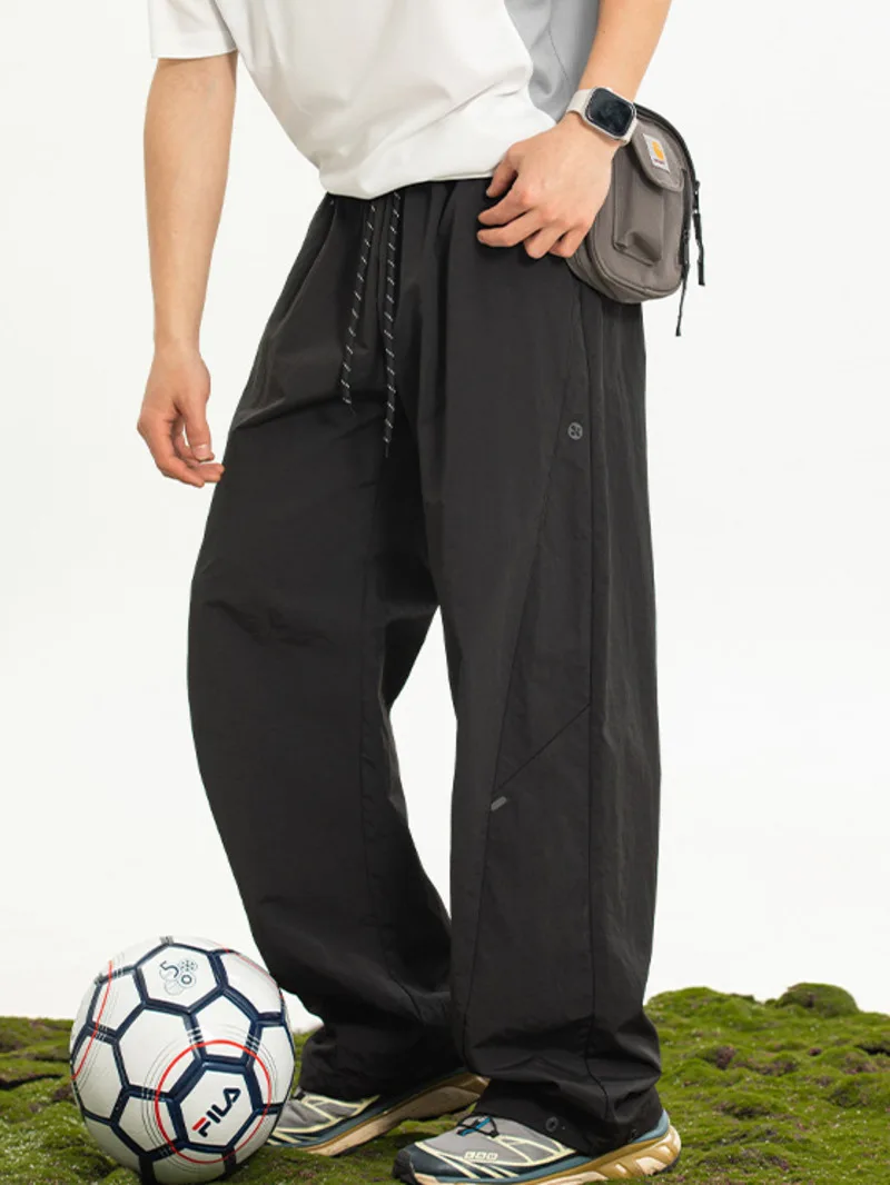 

Outdoor Water-Repellent Cargo Casual Pants For Men Spring Style Irregular Split Pleated Adjustable Cuff Long Pants Handsome LR5L