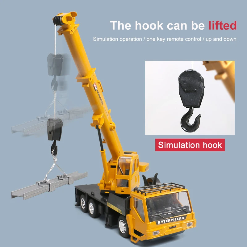 Rc Simulate Crane Model Toys For Kids Lift Construction Engineering Trucks Car Remote Control Alloy Transporter Children Toy