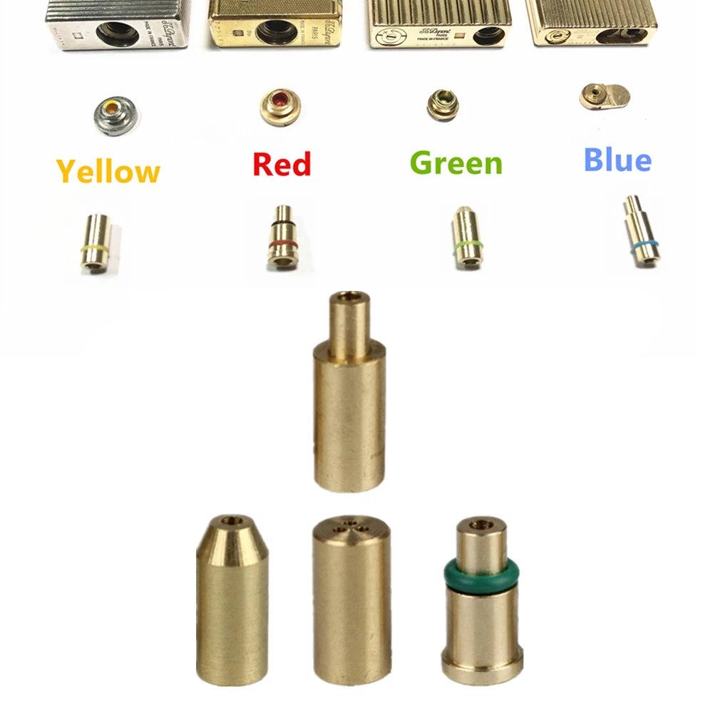 재사용 가능한 구리 노즐 리필 가스 어댑터, Dupont L1 L2 LD 라이터, 노란색, 빨간색, 녹색, 파란색 캡, DIY 수리 부품, 4 개/세트 