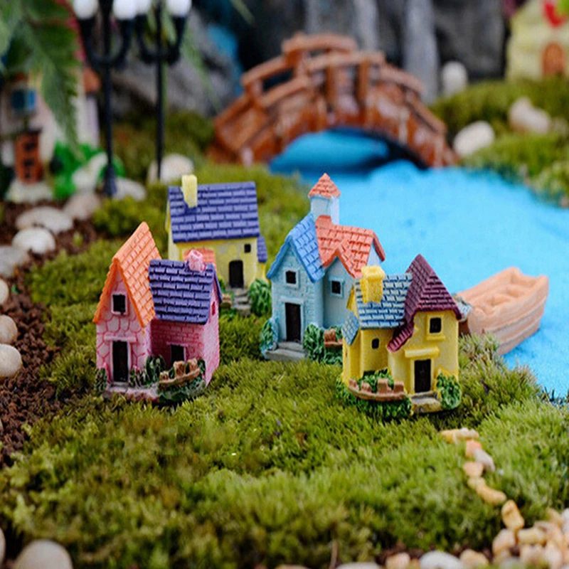 Dollhouse Miniatures DIY House villa Woodland fairy Planter garden home decor