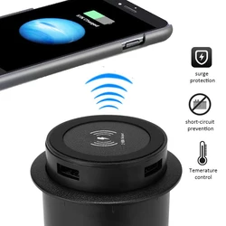 Fast Wireless Charger Desk Embeded QI Charging 10W Table Pad Universal For Samsung Apple iPhone Wireless Built-In QI Charger