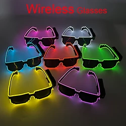 New Wireless Cool EL Luminous Glasses Mosaic EL Sunglasses Nightlight LED Sunglasses KTV Bar Atmosphere Concert Creativity Props