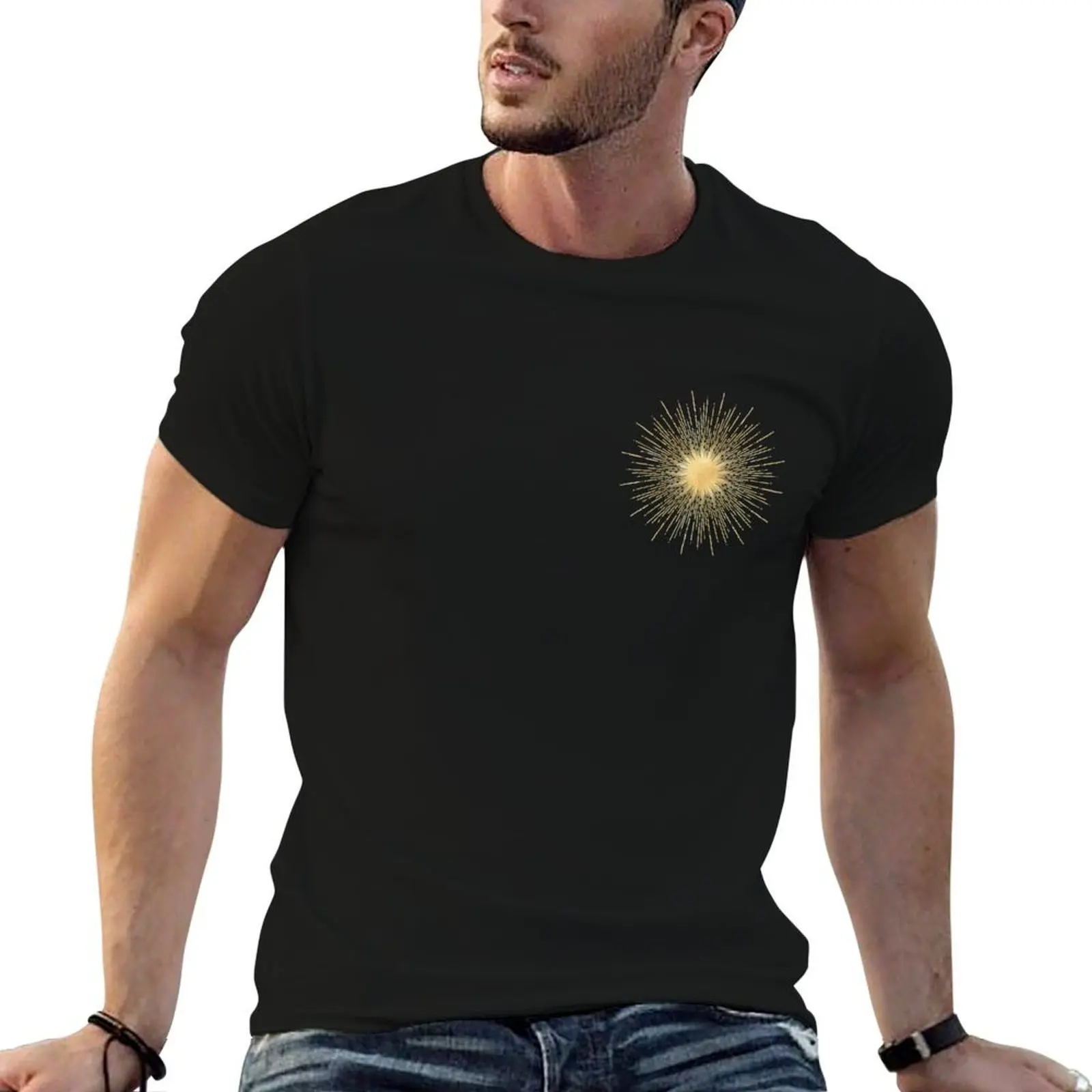 

Cosmic Gold Mandala rising sun T-Shirt g man t shirts for men funny t shirts dark humor T-Shirt