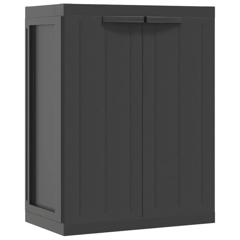 Compact Black Outdoor Storage Cabinet 25.6x14.6x33.5 Durable PP Weatherproof Organizer