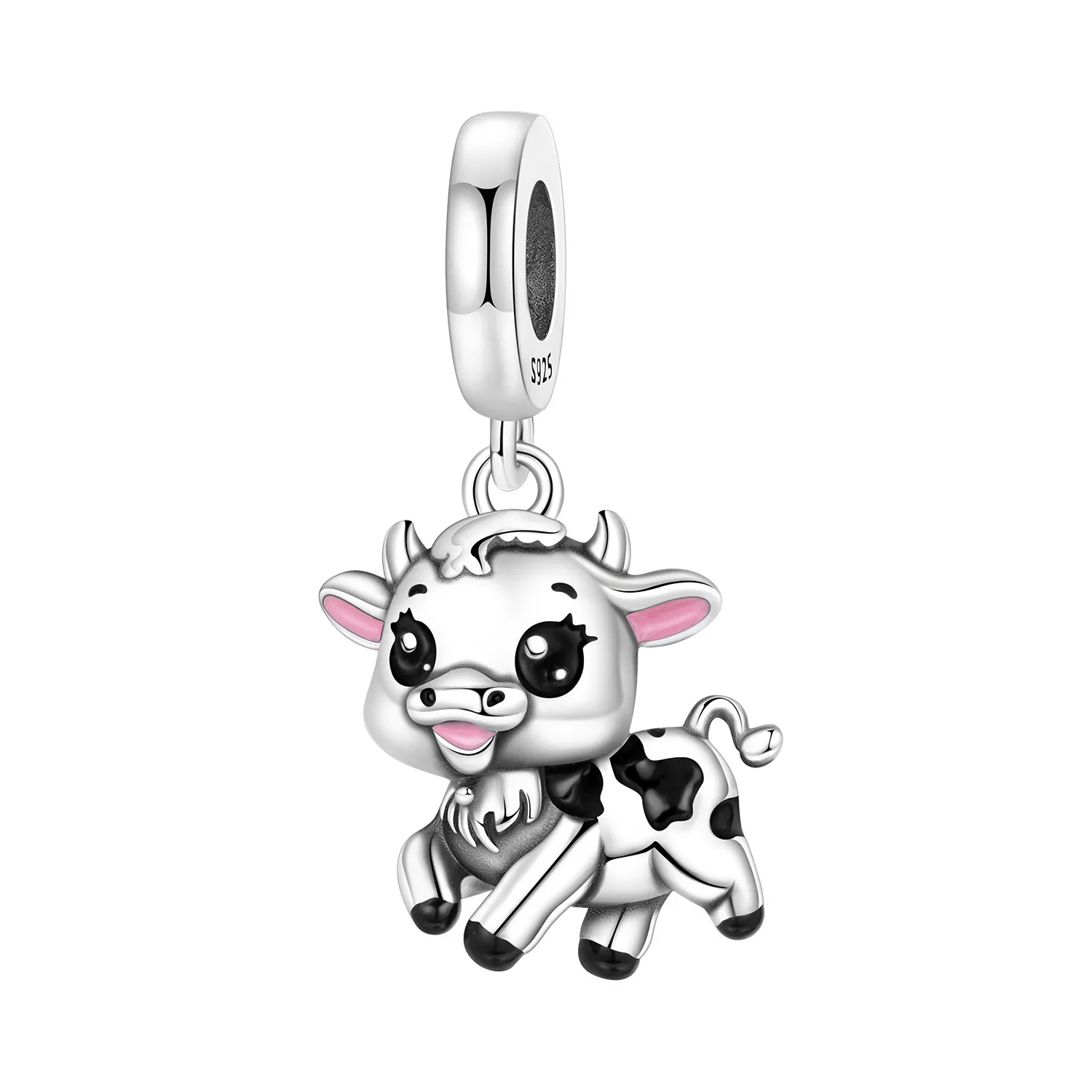 

MISEFF Charms 925 Sterling Silver Cute Little dairy cattle Charms Beads Pendant Original Bracelets DIY Jewelry Party Gift Making