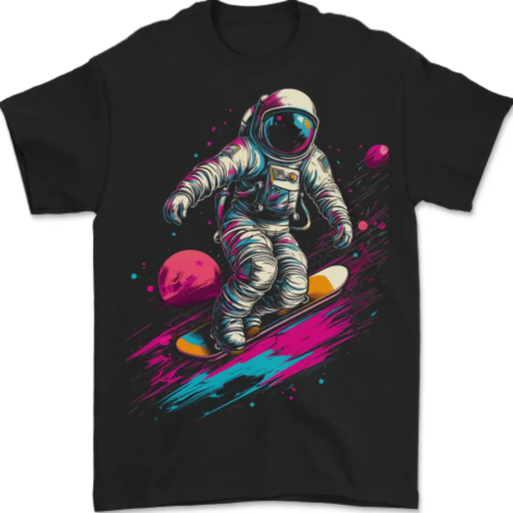 Astro Skater Astronaut Skateboarding Space 100% Cotton  High Quality 100%Cotton Short Sleeve