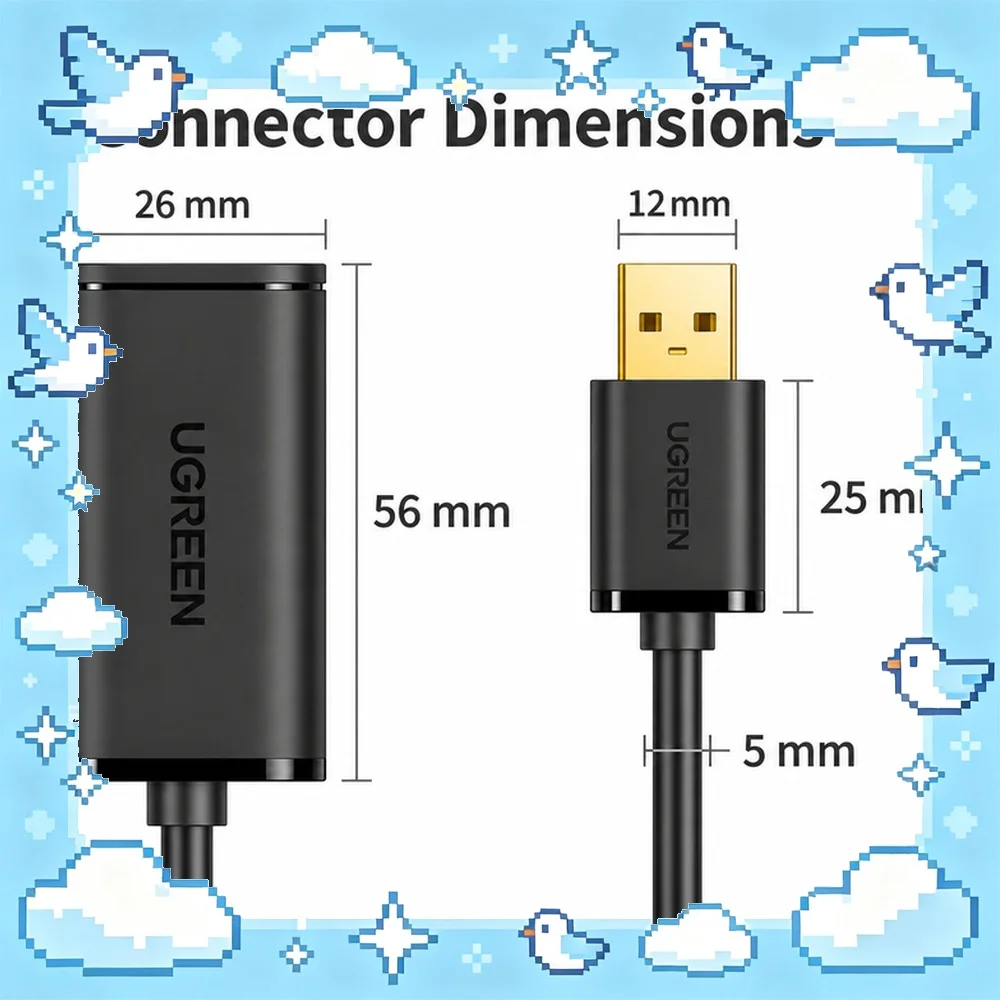 UGREEN 10319 5m USB 2.0 Active Extension Cable, USB-A Male to Female Signal Repeater for Keyboard Mouse Printer