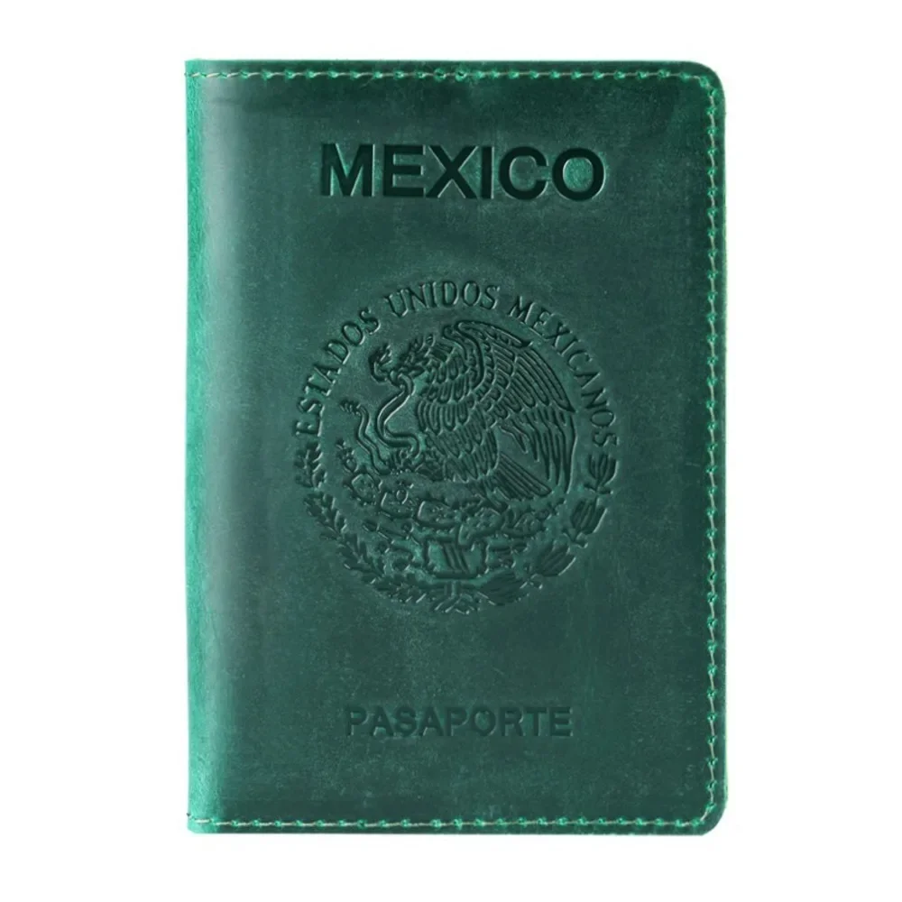 High-end Mexico Genuine Leather Passport Cover For Mexican Credit Card Holder Vintage Men Women Passport Case Travel Wallet