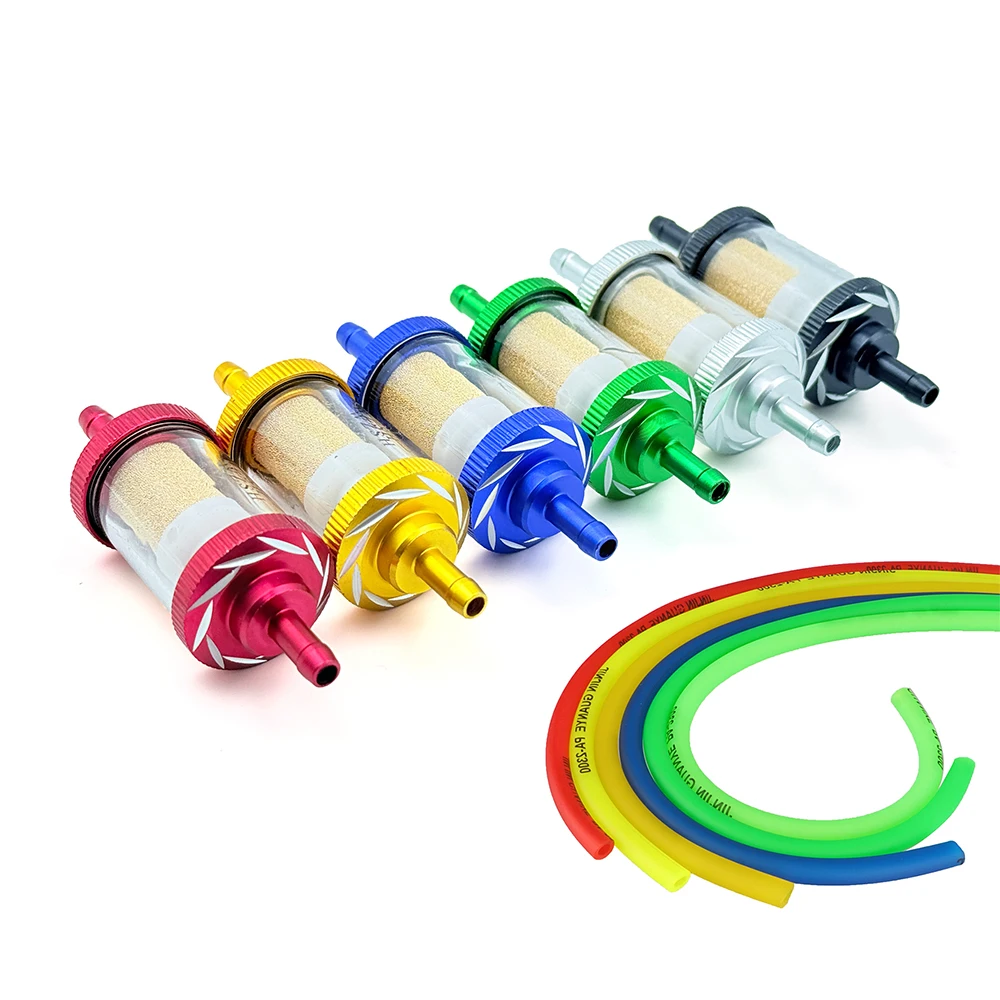 Modified Universal 6mm Inline Fuel Filter Aluminum Alloy Sheel Copper Core For Motorcycle Scooter ATV Dirt Pit Bike Motocross