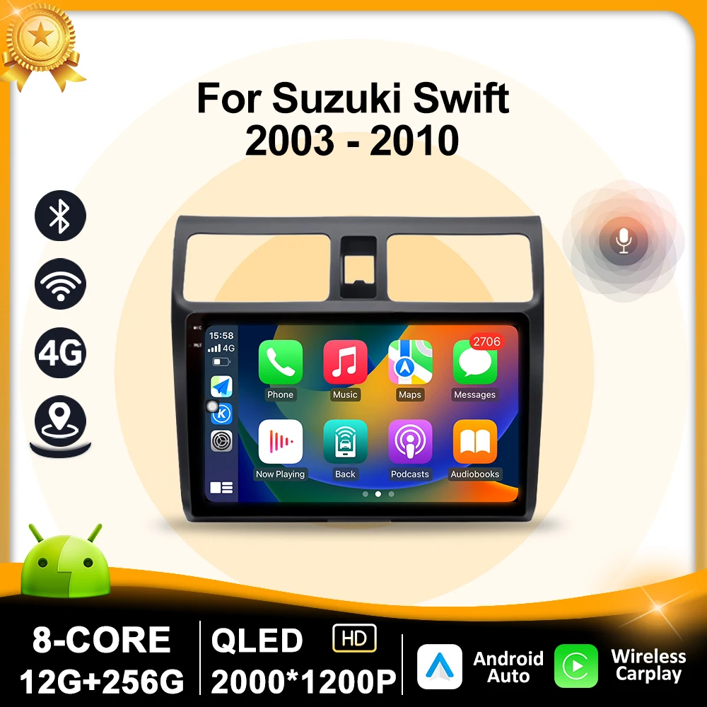 

Android 16 GPS Navi для Suzuki Swift 2003-2010 Автомобильный радиоприемник Мультимедийный видеоплеер Беспроводной Carplay Android Auto WiFi 4G BT DSP