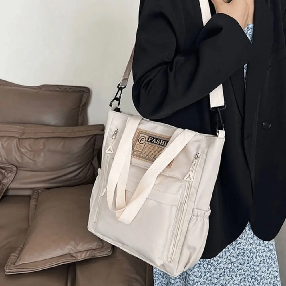 

Solid Color Women's Shoulder Bag Simple Lightweight Student Tote Bag Large Capacity Portable Shopping Handbag Student Class
