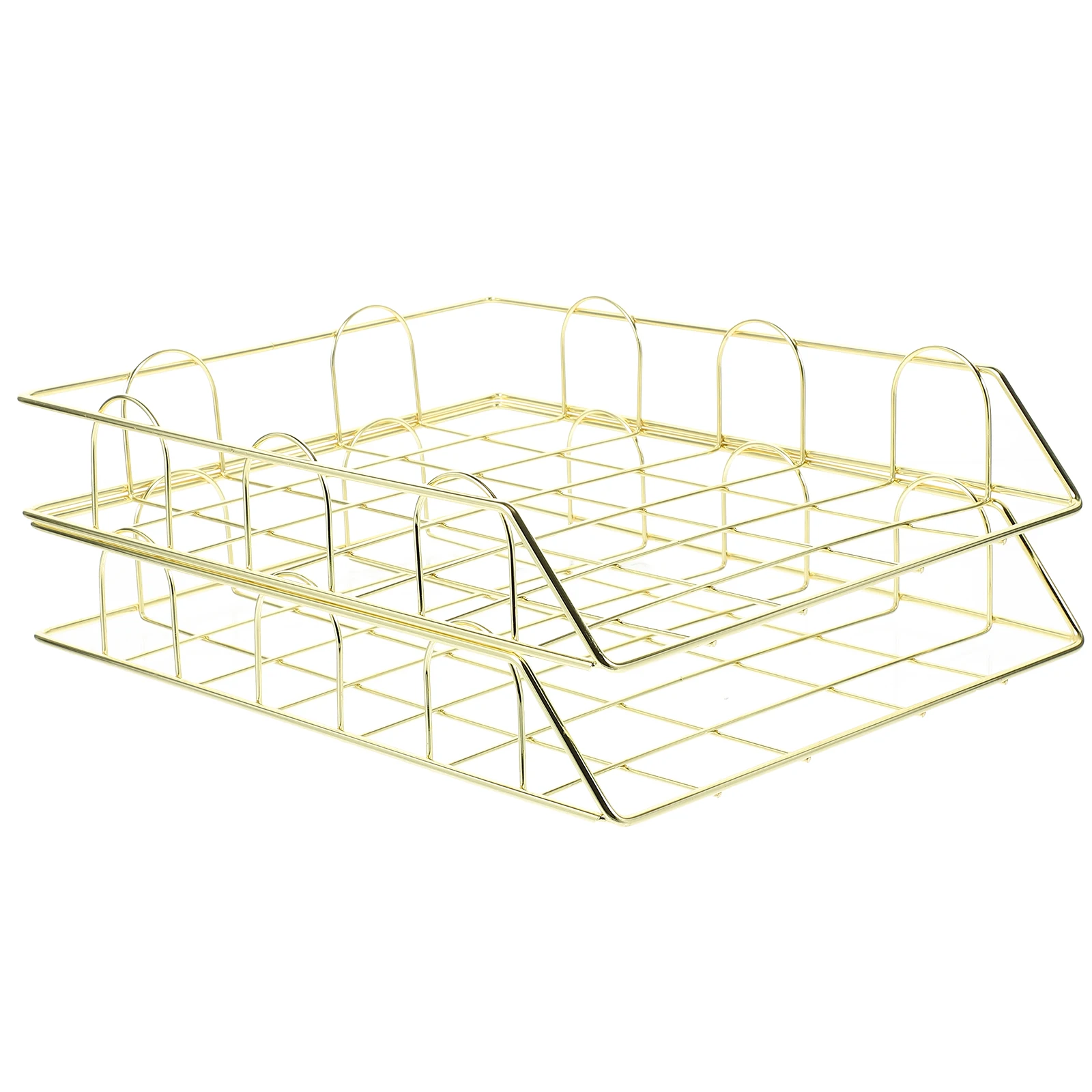 

2pcs Golden File Organizer Magazine Holder A4 Desk Tray Storage Basket for Documents Magazines Accessories Home Office