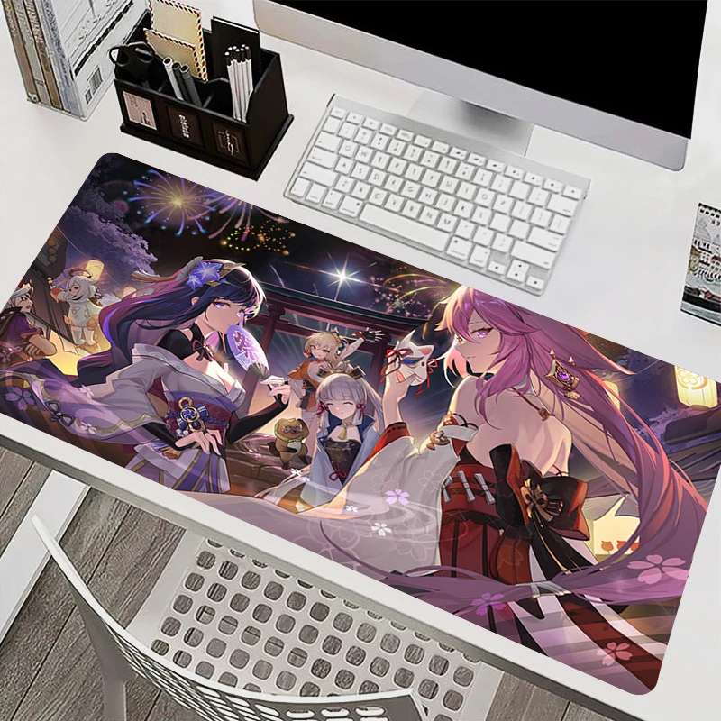 

Genshin Impact Yae Miko XXL Mouse Pad Laptop Kawaii Gaming Accessories Keyboard Mousepad PC Sexy Anime Girl Desktop Mat Carpet