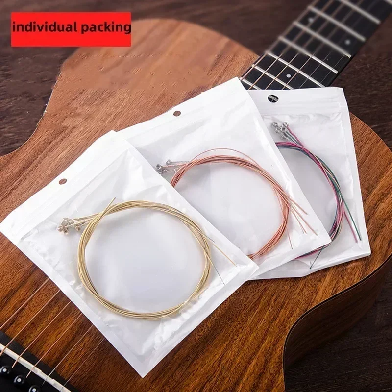 6Pcs/Set Acoustic Guitar Strings Rainbow Colorful For Instruments Acoustic Folk Guitar Classic Multi Color Guitar Parts