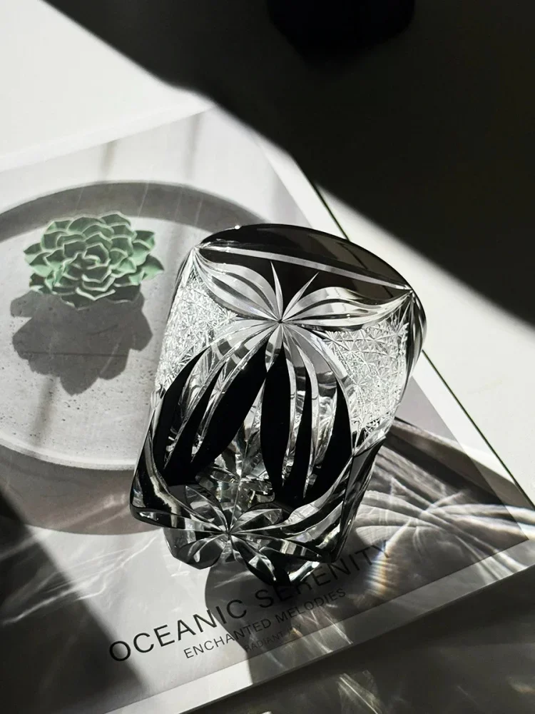 Dropshipping Butterfly Design Japanese Edo Kiriko Glasses Crystal Engraving Whiskey Drinkware Hand to Clear Glass With Gift Box
