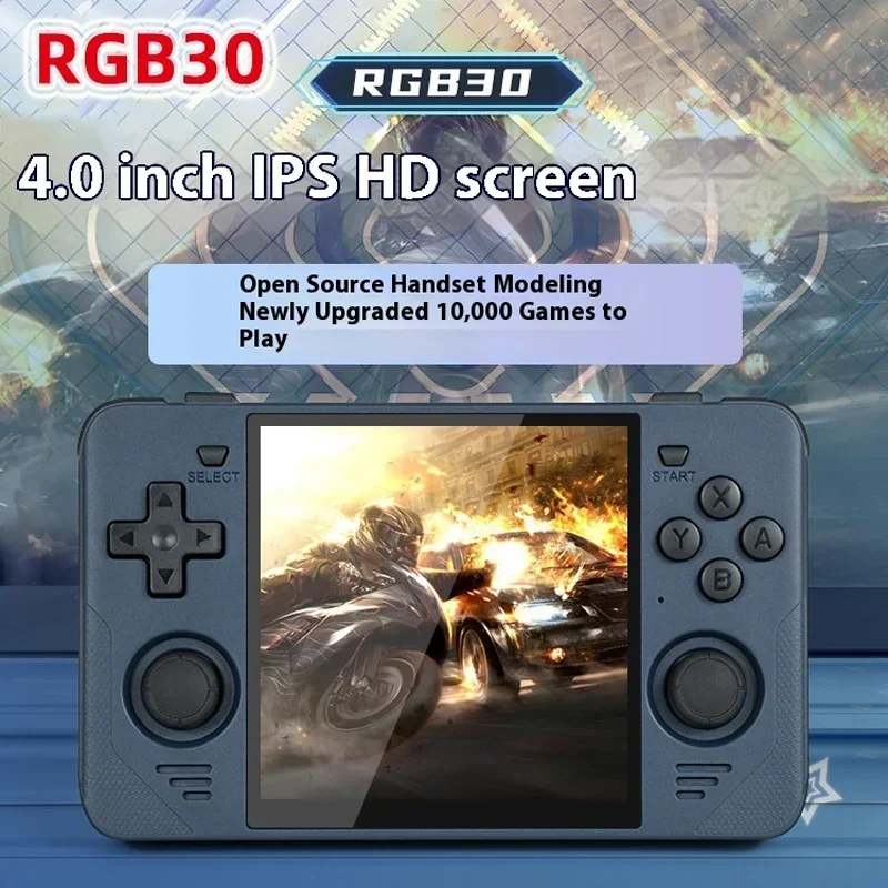 POWKIDDY RGB30 720*720 4 Inch Ips Screen Built-in WIFI RK3566 Open-Source Retro Handheld Game Console Children's Gifts Toy