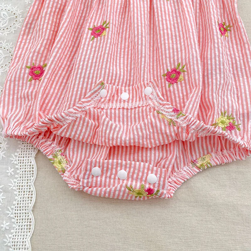 2026 Sommer 0-24M Baby Mädchen Flügelärmel Baumwolle Stickerei Baby Body 2-6 Jahre Süße Partykleider Schwesterkleidung – Detail 29