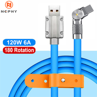 Rotation Elbow USB Type A To C Cable For iPhone 15 16 17 Pro iPad Macbook Samsung Fast charge PD 120W 6A Cord Data Charger 1m 2m