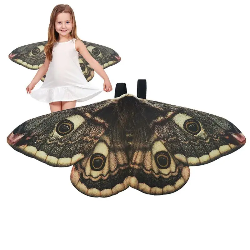 Moth Wings Non-Woven Cosplay Costume Cloak Shawl Butterfly Shawl Moth-Wings Dress-Up for Halloween Kids Party decoration