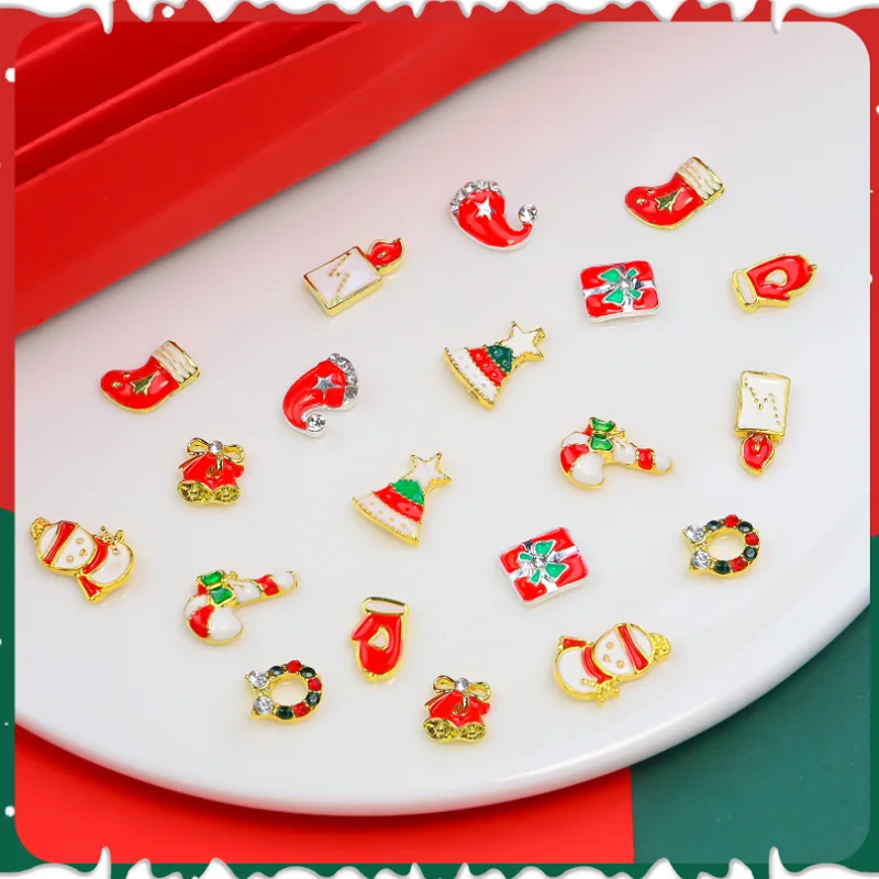 Neue Weihnachten Nagel Strass DIY Diamant Santa Claus Weihnachten Baum Glocke Legierung Nagel Schmuck Dekorationen Nagel Salon Kunst Werkzeuge
