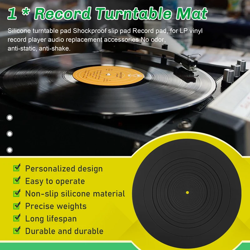 295Mm Silicone Turntable Mat Anti-Vibration Slipmat Record Mat For LP Vinyl Record Player Audio Replacement Accessory