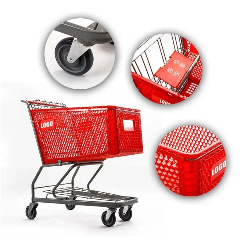 Supermarket Plastic Shopping Trolley Retail Plastic Shopping Grocery Trucks For Sale