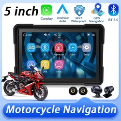 For Motorcycle Carplay Waterproof 1080P 5 Inch WiFi Wireless Android-Auto DVR Monitor Dash Cam GPS Navigation For Moto Dashboard