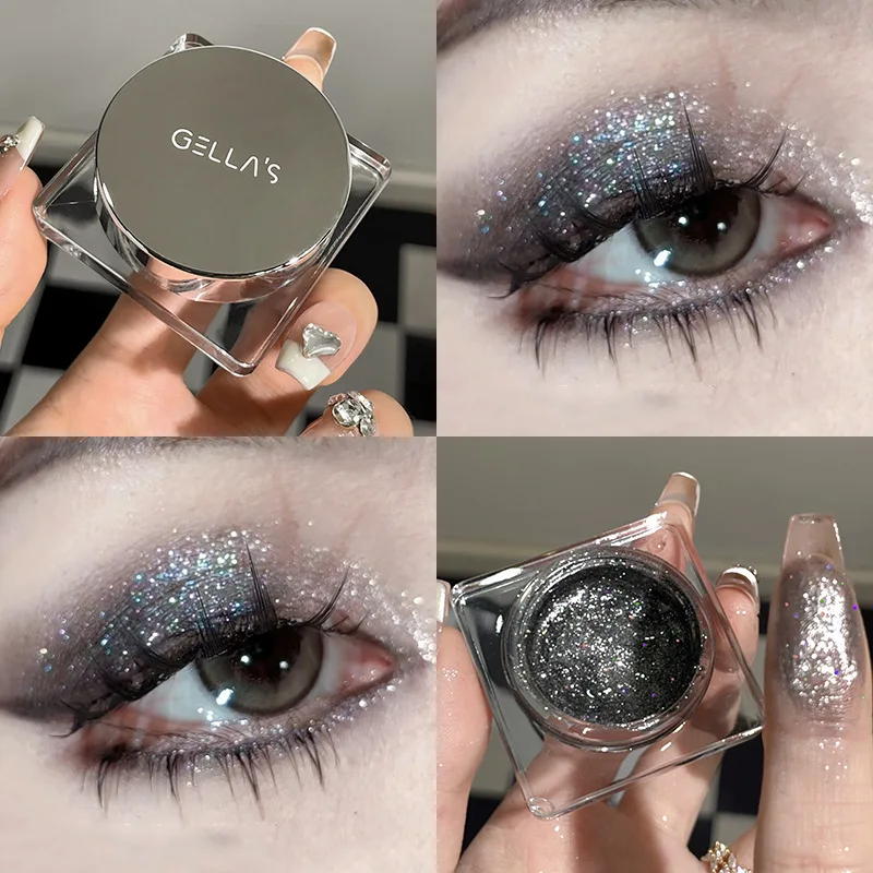 Gellas Glitter Gel Eyeshadow Polarized Black Shattered Feeling A Tear Glitter Monochrome Liquid Longlasting Eye Shadow Cosmetics