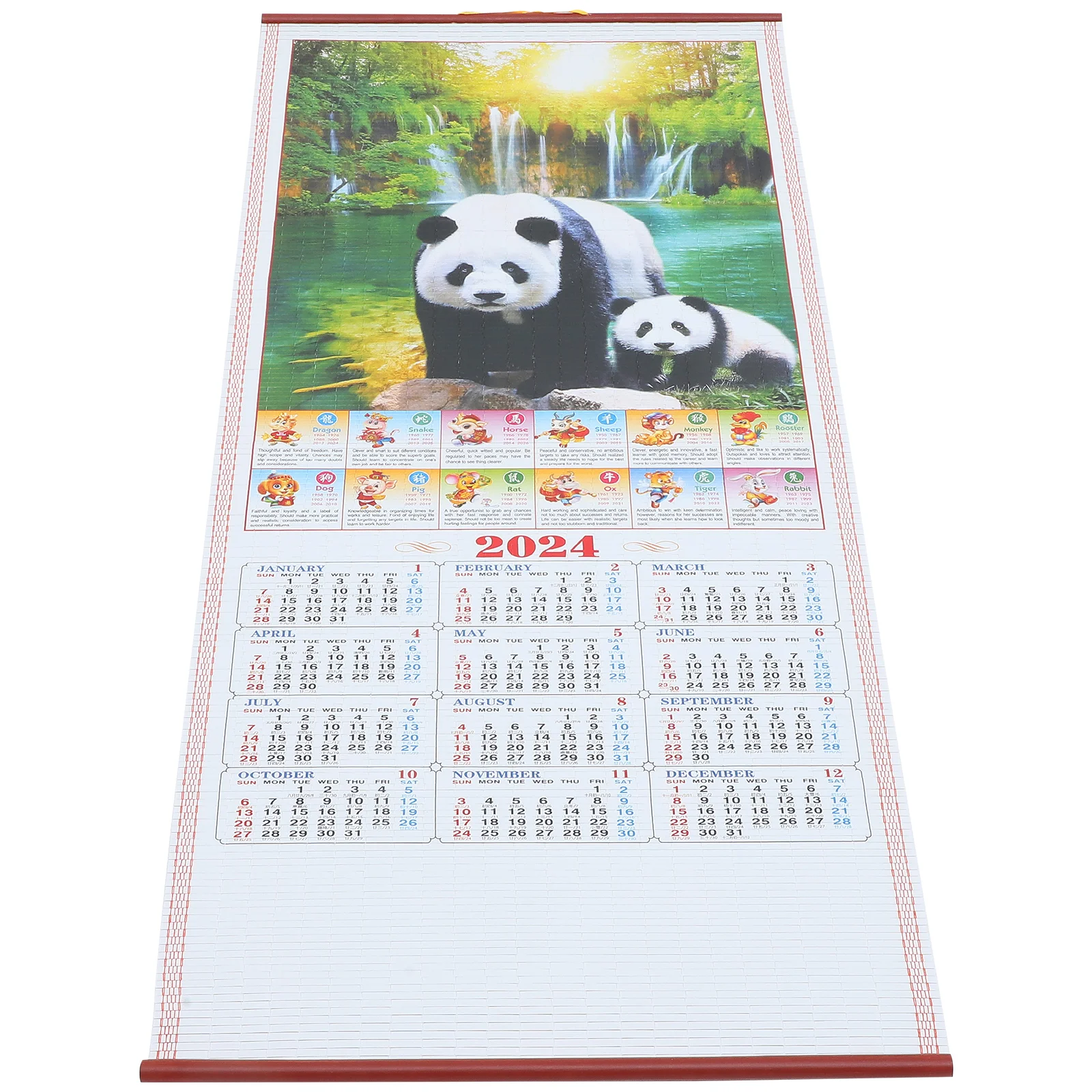 

Year of The Dragon Calendar Chinese New 2024 Paper Wall for Hanging Office Decor Blank Style Decorative