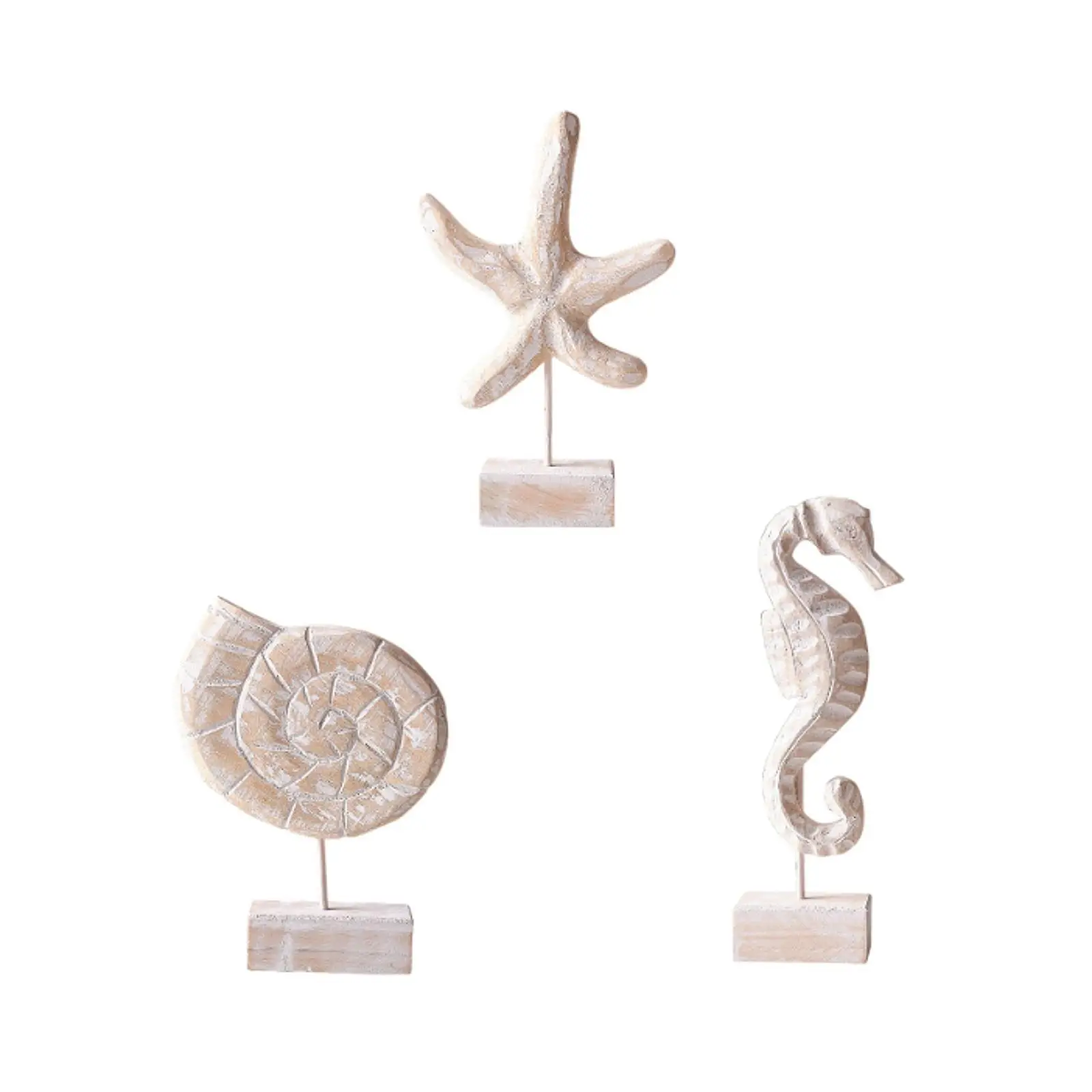 Wood Statue Beach Table Decor Handmade Decoration Accent Figurine Tabletop Statue for Home Office Kitchen Bedroom Mantel