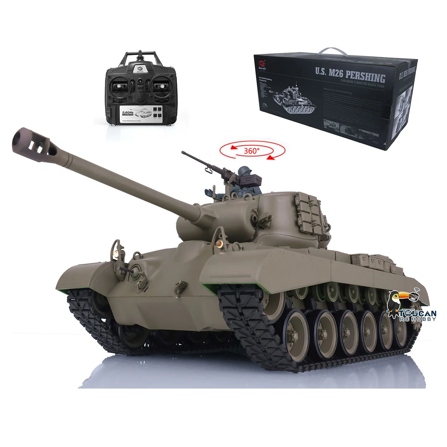 Boys Gifts Heng Long 1/16 7.0 Plastic M26 Pershing RC Tank 3838 W/ 360° Turret Ready to Run Model TH17302-SMT2