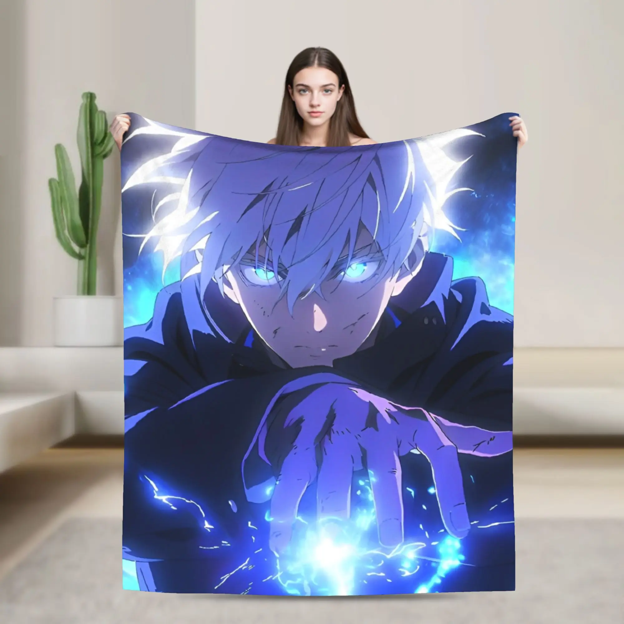 

Gojo satoru Blankets Anime Jujutsu Kaisen Wool Throw Blanket Home Couch Decoration Ultra-Soft Warm Bedspreads