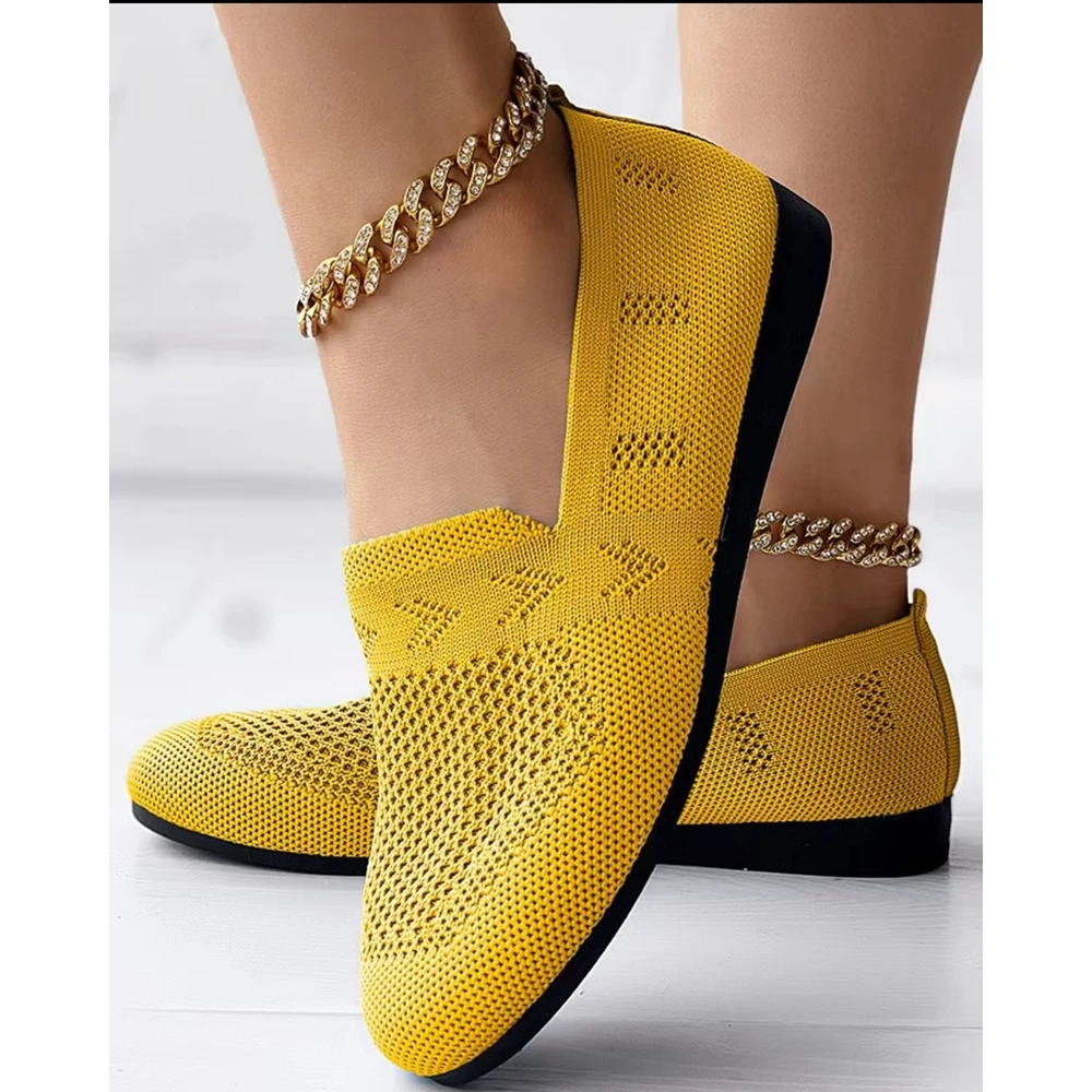 Le donne che escono scavano mocassini Slip-on traspiranti appartamenti scarpe da lavoro Casual moda primaverile punta tonda increspato dettaglio appartamenti Mujer