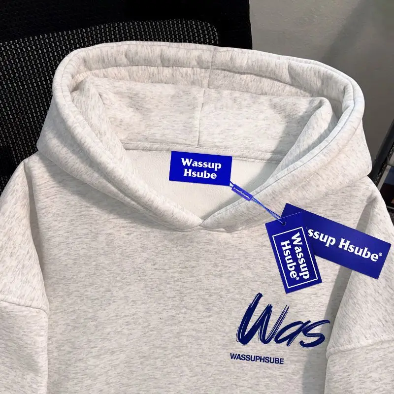 Popular Letter Hooded Sweatshirt Men's Wear High Street Major Autumn Winter Trendy Brand Featuring Casual Stylish Couple Outfits