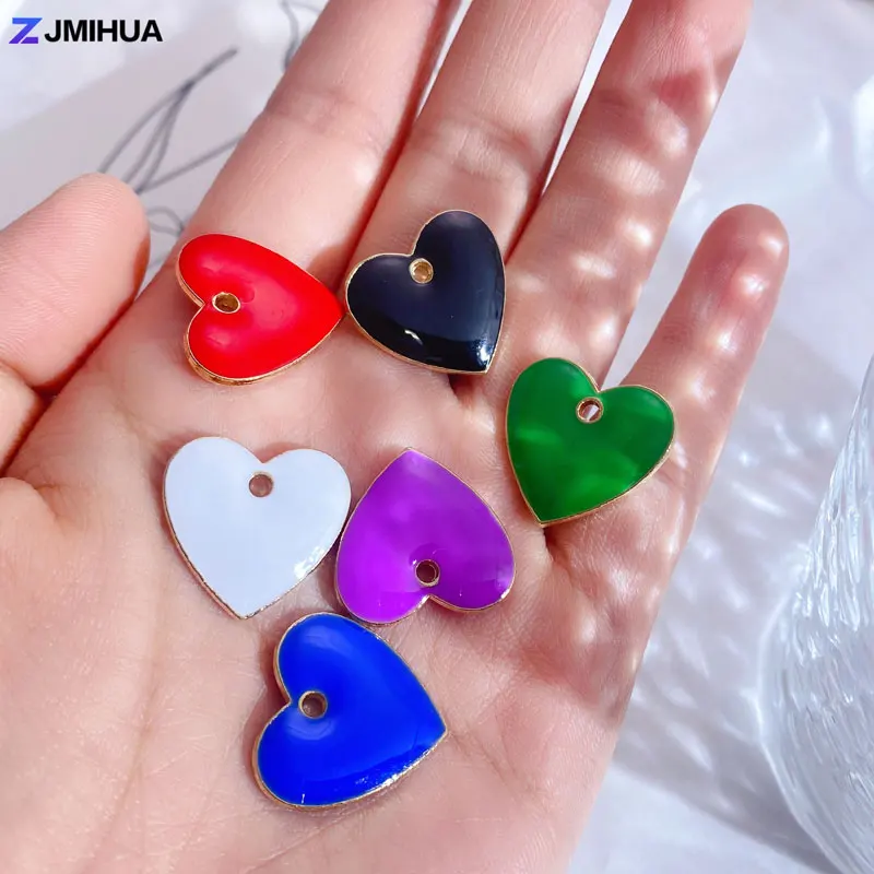 15pcs Boho Heart Charms Pendants Double Sided Drop Oil Charm For Jewelry Making Accessories DIY Earrings Bracelets Necklaces