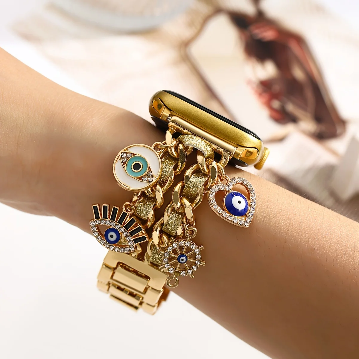 1Pc Jewelry Watch Band For Apple Watch Ultra SE Series 1 - 10 Charm Accessory Adjustable Metal Strap For Iwatch 38mm - 49mm Band