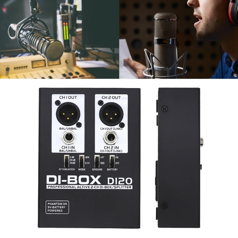 

2 Channel Active DI BOX /Splitter with Flat Frequency Response for Quality Sound Stage Performances Gear