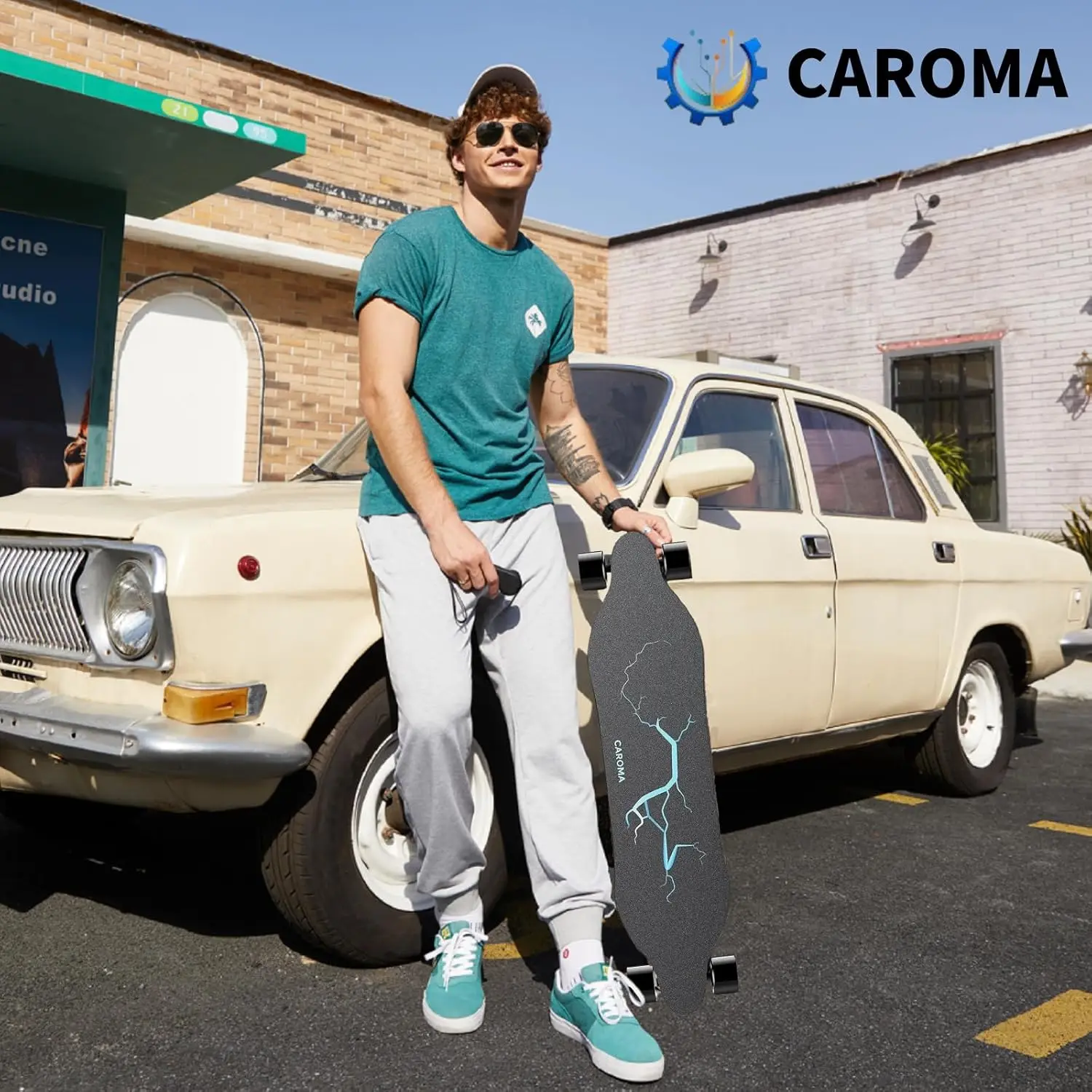 

Caroma Electric Skateboards with Remote, 350W Powerful Brushless Motor, 12.4MPH Top Speed, 13 Miles Max Range