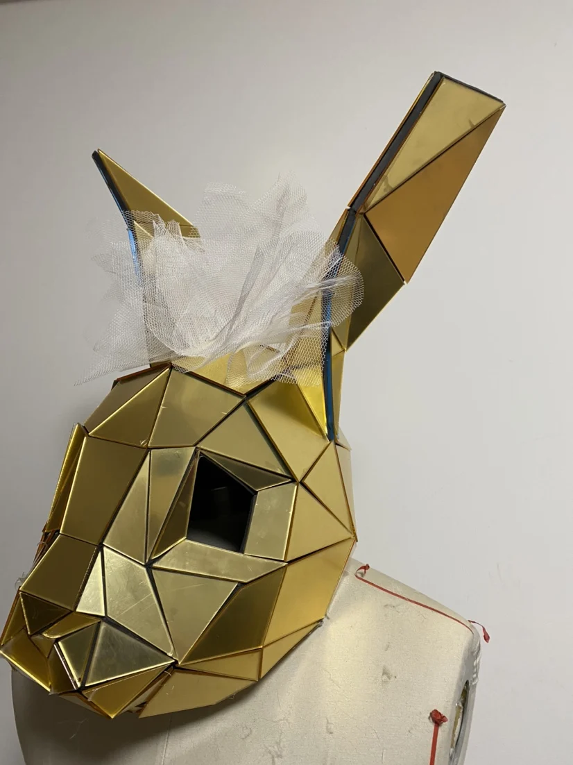 Gold rabbit mirror costume Stage show MEN WOMEN halloween party cosplay costumes Silver mirror performance suit Animal performan