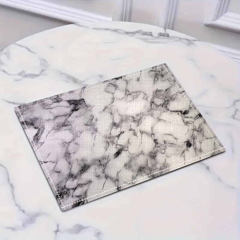 1pc Luxury Marble Pattern Tablecloth, Linen Heat-Resistant Placemat, Non-Slip Dining Mat,Hotel, Restaurant, Home Kitchen Decor