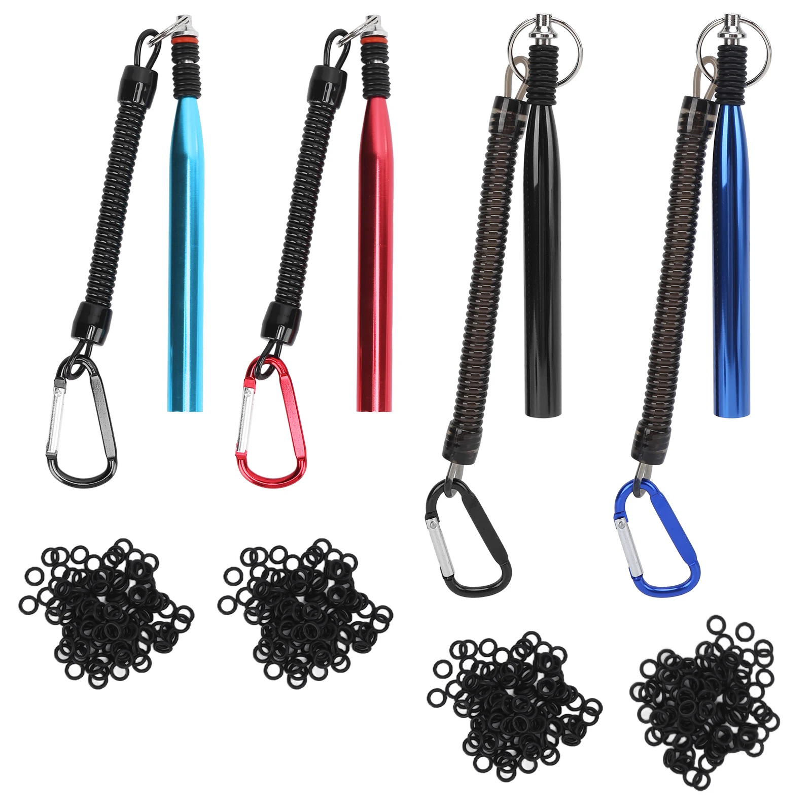 Akcesoria wędkarskie ze stopu aluminium do miękkich przynęt, narzędzie do zestawów wacky worm z 100 O-ringami, narzędzie do miękkich przynęt, narzędzie do miękkich przynęt do wędkowania.