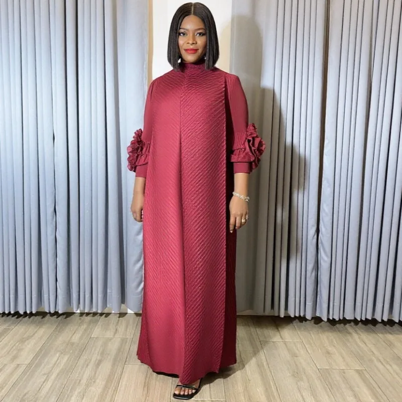 

Плиссированное платье Miyake 2026: Новинка, Европейский стиль, Свободный крой, Большие размеры, Однотонное, Эластичное, Длинное, Складчатое, Бальное платье для женщин Ближнего Востока