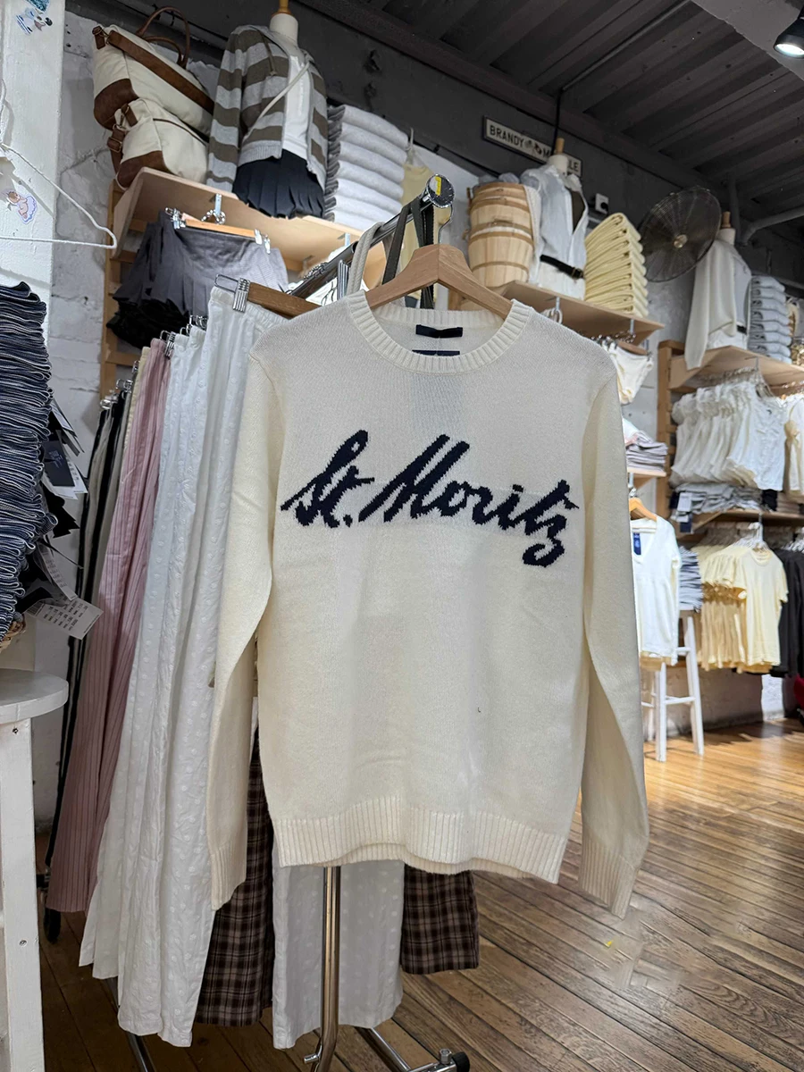 Maglione lavorato a maglia con grafica a lettera donna autunno nuovo girocollo manica lunga pullover maglioni stile preppy maglione casual allentato